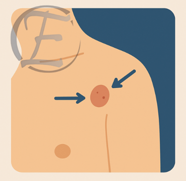 Ilustração explicativa de lesão cutânea estética com indicação de retirada.