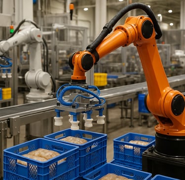 Robôs e automação industrial revolucionam setor de alimentos em 2025