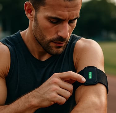 Atleta com wearable para monitoramento fisiológico