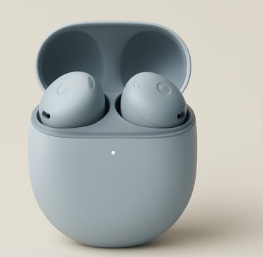 Fones de ouvido sem fio Google Pixel Buds Pro 2 na cor azul acinzentado "Moonstone" em estojo de car
