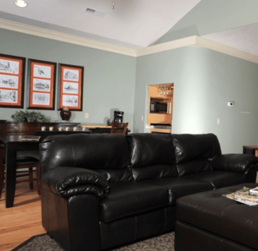 Couch and pictures in a suite