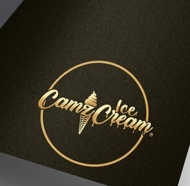 Camz Ice Cream Logo on black background