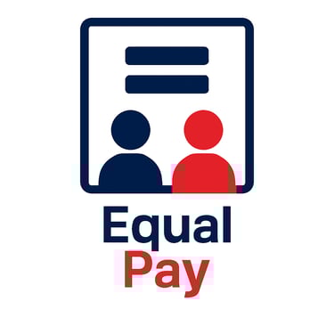 a person is shown in the image, with the words equal pay