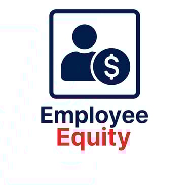 a man holding a dollar sign that says employee equity equity