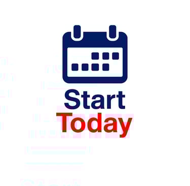 a clock with the words start today