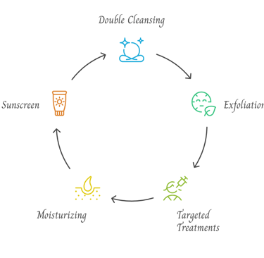 a diagram of skincare steps to avoid hormonal acne 