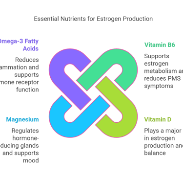 a diagram of the different types of vitamins that helps estrogen production