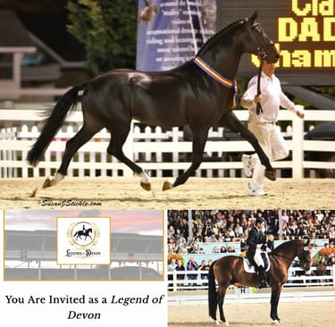 Starlight winning Grand Champions at Dressage at Devon, Rick Silvia and Fantasma competing in Grand 