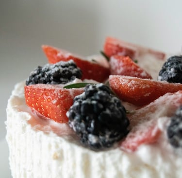 yoghurt cheese and fruit topping dusted with sugar