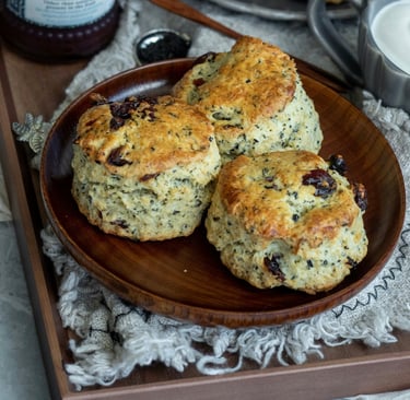 plate of fruit scones made with whey