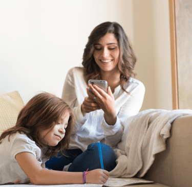 mom using app on her smartphone