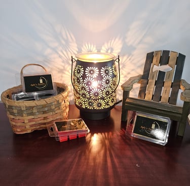 a table with a candle and a candlelight