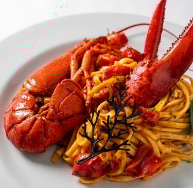 Piatto di pasta fresca all'astice