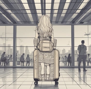 A group of people walking down a street next to palm trees