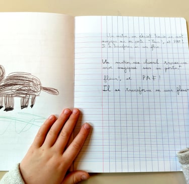 Histoire inventée par une enfant lors d'une animation d'ateliers d'écriture avec Mily's Writing
