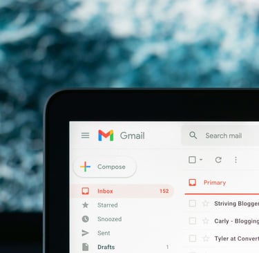 a laptop with gmail open