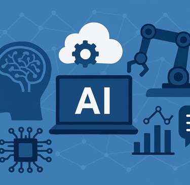 Ilustração digital em estilo flat representando o conceito de Inteligência Artificial. Mostra uma ca