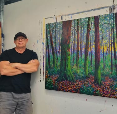 Kevin McKeown Australian chromatic impressionist in his studio
