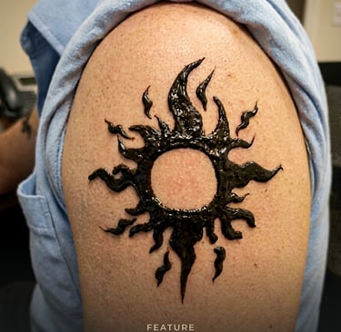 The Jagua Gallery menu featuring natural jagua artistry categories like tribal, floral, and animal designs.