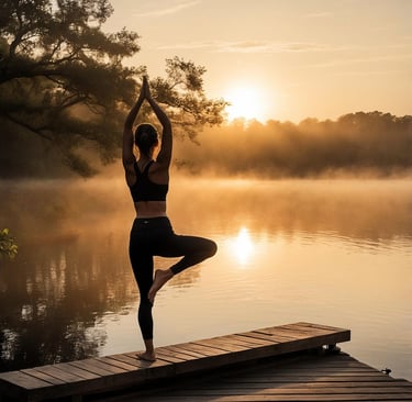 Yoga pose next to Lake