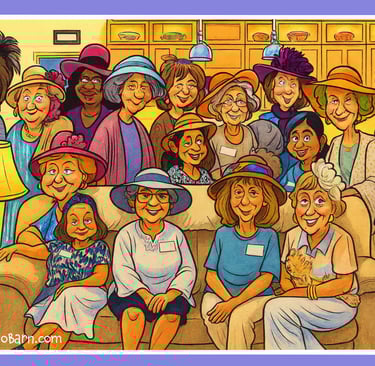 Women at a tea party somewhere out in the countryside of the Palmetto State.
