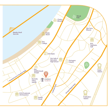 LOCATION FLOOR PLAN SURAJ AUREVA PRABHADEVI MUMBAI, SURAJ DEVELOPERS PROJECT NEAR SIDDHIVINAYAK TEMPLE, SURAJ PRABHADEVI
