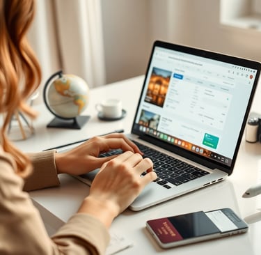 Pessoa pesquisando os melhores sites para reservar hotéis no Brasil e no exterior