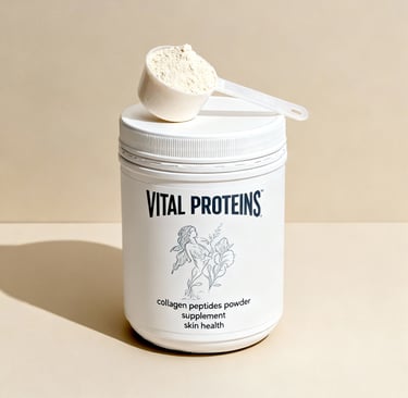 Vital Proteins collagen peptides powder container with scoop for skin and joint health supplementati