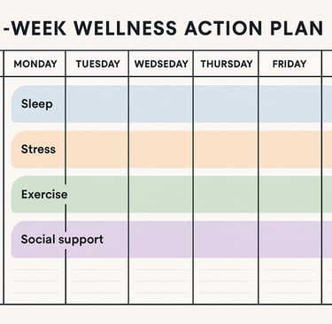 1-week integrated wellness action plan calendar infographic