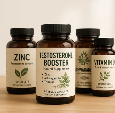 Natural testosterone booster supplements including herbs and vitamins