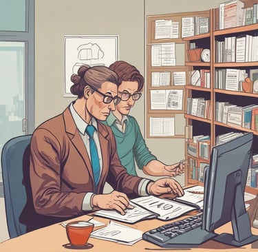Two men sitting at a desk with a laptop