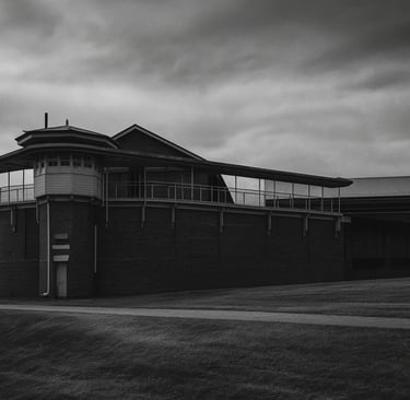 Black and white image of Boggo road Gaol, Brisbane, Australia