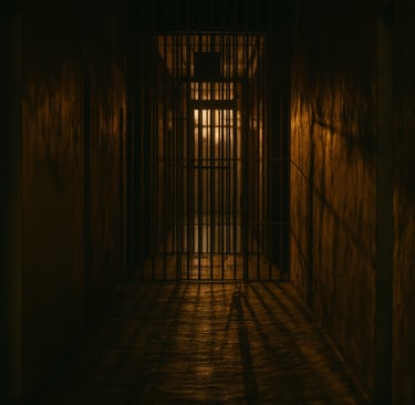 An eerie image of a jail cell