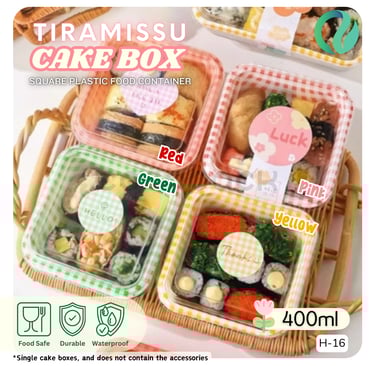 Kotak Bento Plastik PP Kotak-kotak
