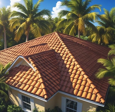 red tile roof and palm trees ready for a Roof Inspection from CBG Home Inspections