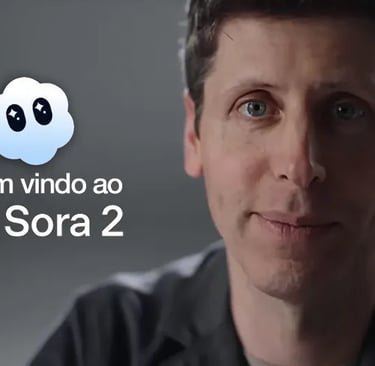Sam Altman durante a apresentação oficial do Sora 2 da OpenAI, destacando inovações em IAl para geração de vídeos.
