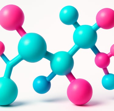 Minimal abstract 3D composition of pastel-colored peptide molecules 