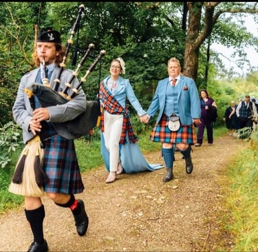 Wedding Piping for American couple near Inveraray, Scotland