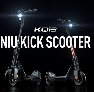two electric scooter scooter with the words nu kick scooter