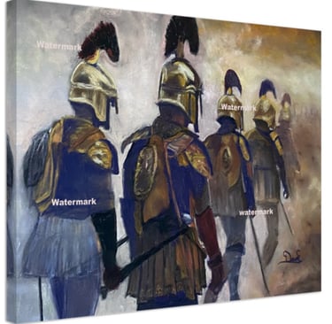 a painting of a group of soldiers in uniform