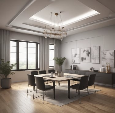 A modern living room with stylish furniture and decor.