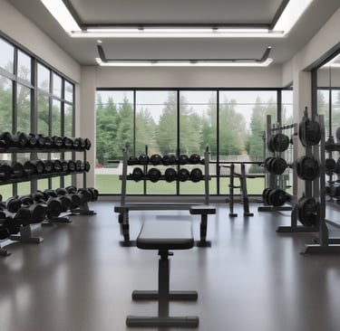 A vibrant fitness scene showcasing athletes using various workout gear.