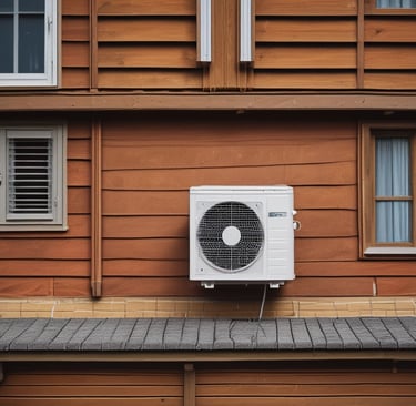 An air conditioning unit being installed in a commercial building.