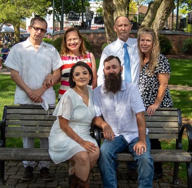 a family posing for a family photo