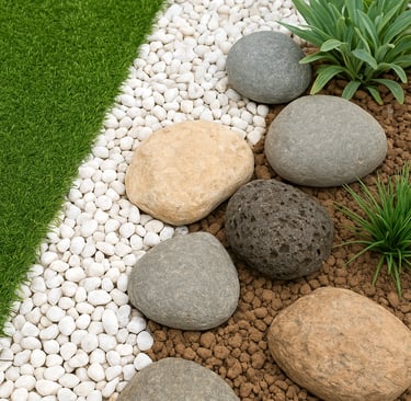 Bahçede kullanılan doğal taş peyzaj tasarımı