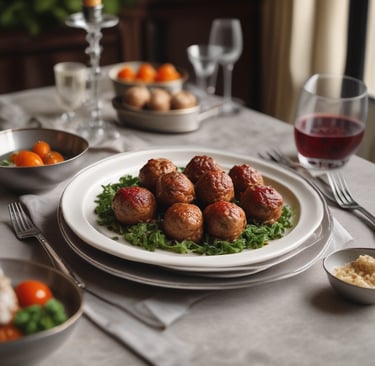 A serving of golden-brown fried patties is neatly arranged on a bright green banana leaf. A dollop of red sauce is placed beside the patties. The setup is outdoors, with abundant green foliage in the background and laid upon a wooden surface.