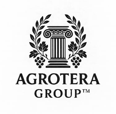 Agrotera Group logo, black image on white background.