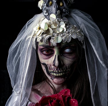 Evil bride representing the Core Edition of Trivia from the Grave horror trivia game
