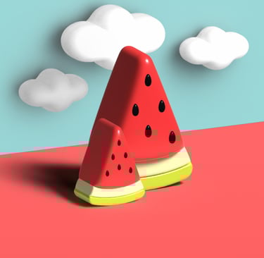 a slice of watermelon with a slice of watermelon on it