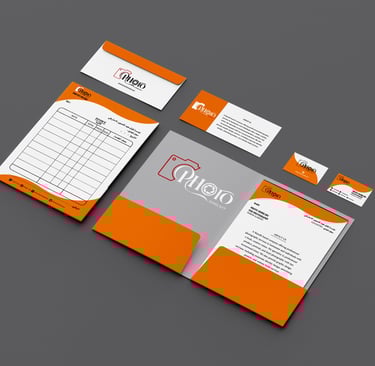 هوية بصرية متكاملة لشركة خدمات تصوير في السعودية: تصميم احترافي وأنيق.